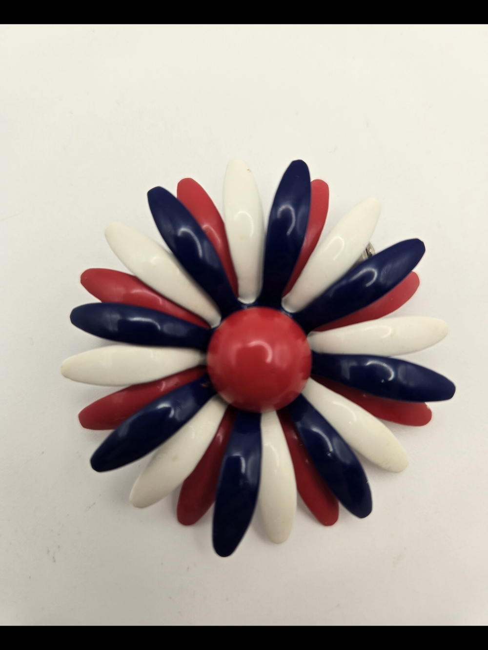 Vintage Red White Blue Floral  Enamel Pin Patriotic 250YRS  Independence MOD 60s